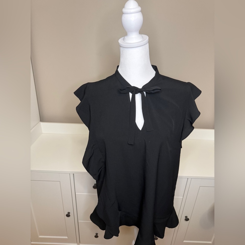 Banana Republic Black Ruffle Sleeve Top